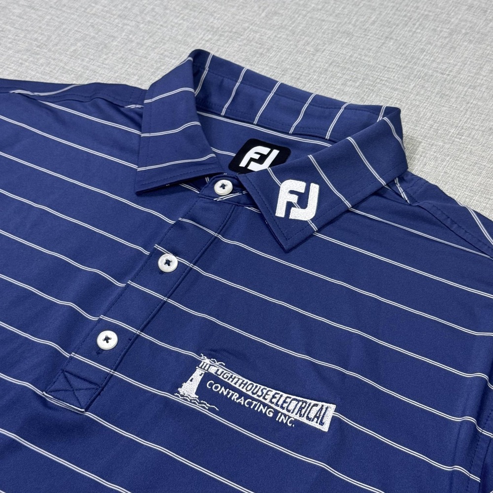 FootJoy Tour Issued Golf Polo Shirt Mens XL Blue Striped Performance